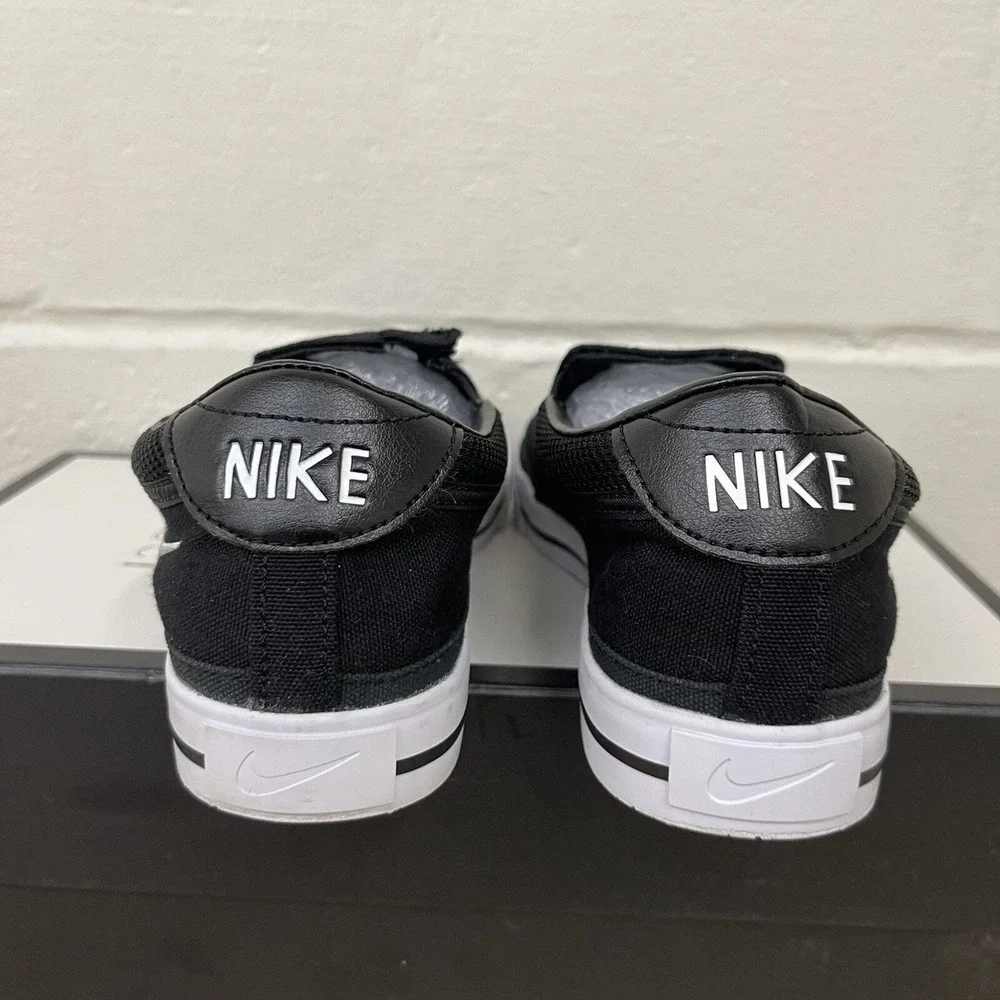 Nike‎ Court Vision Low Black Slip On Canvas Sneakers Shoes Men's Size 8